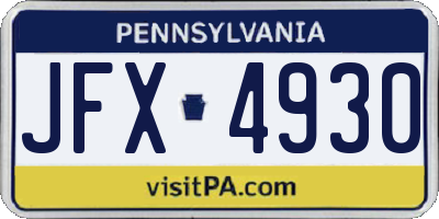 PA license plate JFX4930