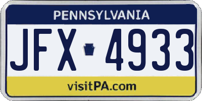 PA license plate JFX4933