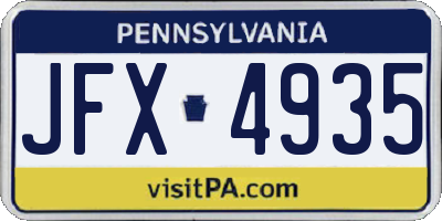PA license plate JFX4935