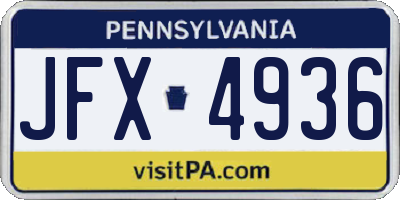 PA license plate JFX4936