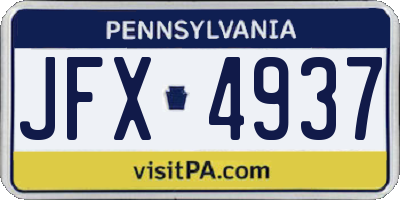 PA license plate JFX4937