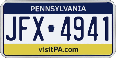 PA license plate JFX4941