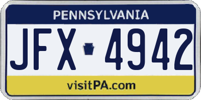 PA license plate JFX4942