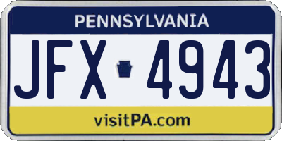 PA license plate JFX4943