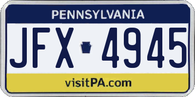 PA license plate JFX4945