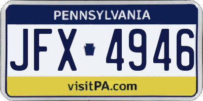 PA license plate JFX4946