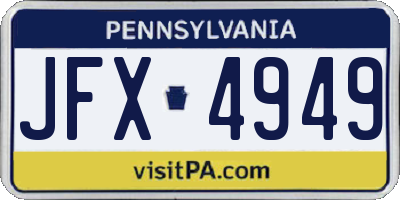 PA license plate JFX4949