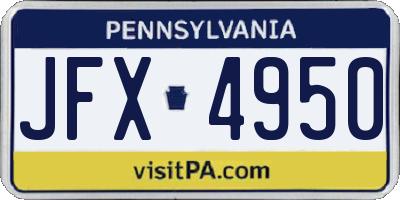 PA license plate JFX4950