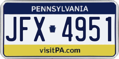 PA license plate JFX4951