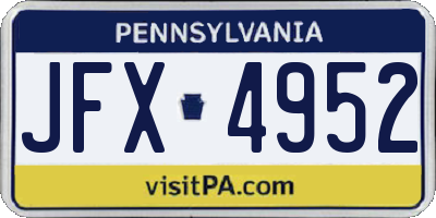 PA license plate JFX4952
