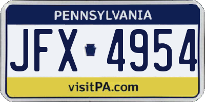 PA license plate JFX4954