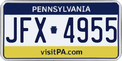 PA license plate JFX4955