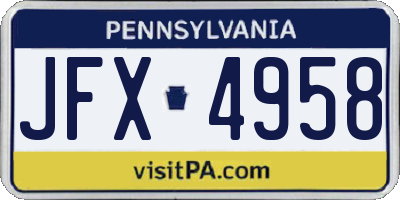 PA license plate JFX4958