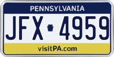 PA license plate JFX4959
