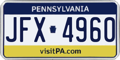 PA license plate JFX4960
