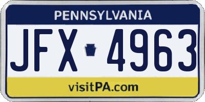 PA license plate JFX4963