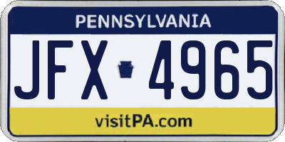 PA license plate JFX4965
