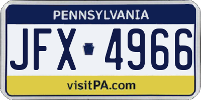 PA license plate JFX4966