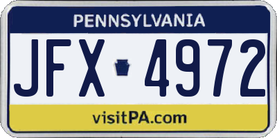 PA license plate JFX4972