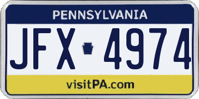 PA license plate JFX4974