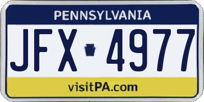 PA license plate JFX4977