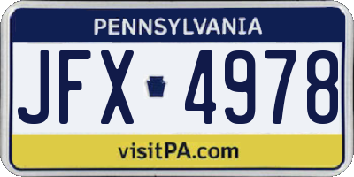 PA license plate JFX4978