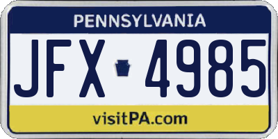 PA license plate JFX4985