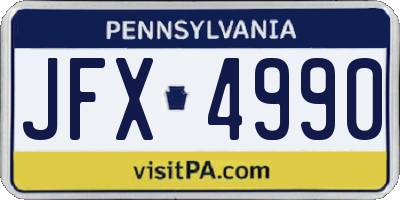 PA license plate JFX4990
