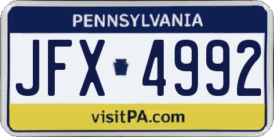 PA license plate JFX4992