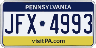 PA license plate JFX4993