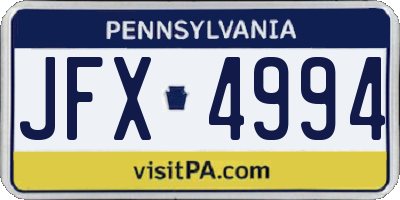 PA license plate JFX4994