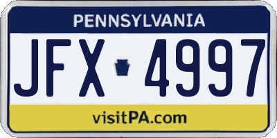 PA license plate JFX4997