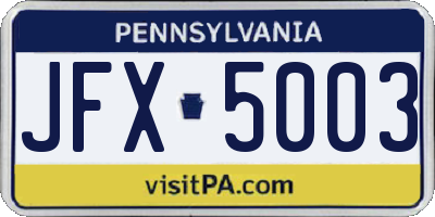 PA license plate JFX5003
