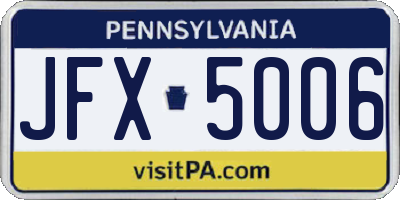 PA license plate JFX5006