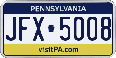 PA license plate JFX5008