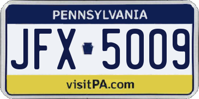 PA license plate JFX5009