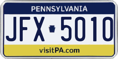PA license plate JFX5010