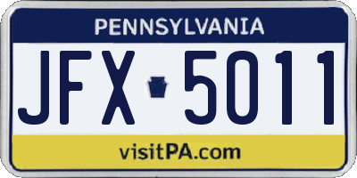 PA license plate JFX5011