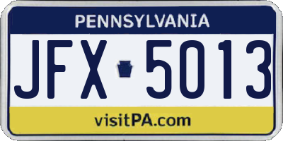 PA license plate JFX5013