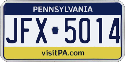 PA license plate JFX5014