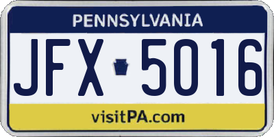 PA license plate JFX5016