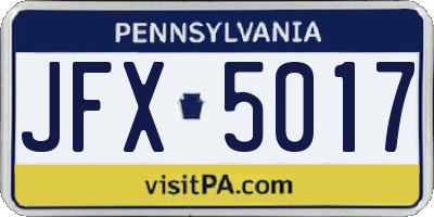 PA license plate JFX5017