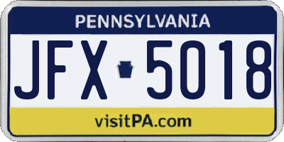 PA license plate JFX5018