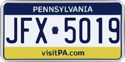 PA license plate JFX5019
