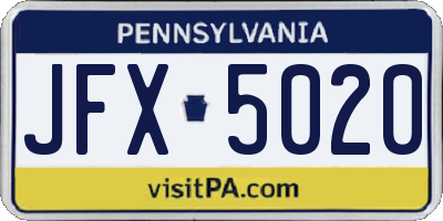 PA license plate JFX5020