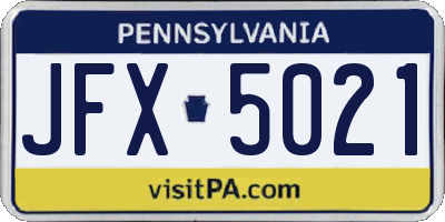 PA license plate JFX5021