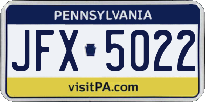 PA license plate JFX5022