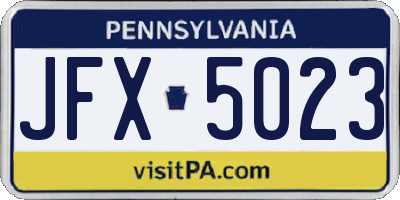 PA license plate JFX5023