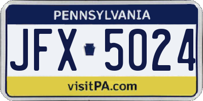 PA license plate JFX5024