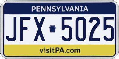 PA license plate JFX5025